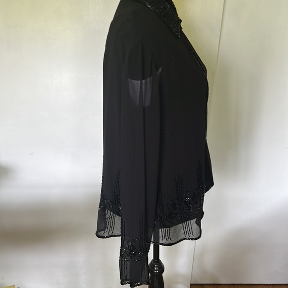 JKARA Tops Jkara Two Piece Bugle Beaded And Embroidered Shirt Tank